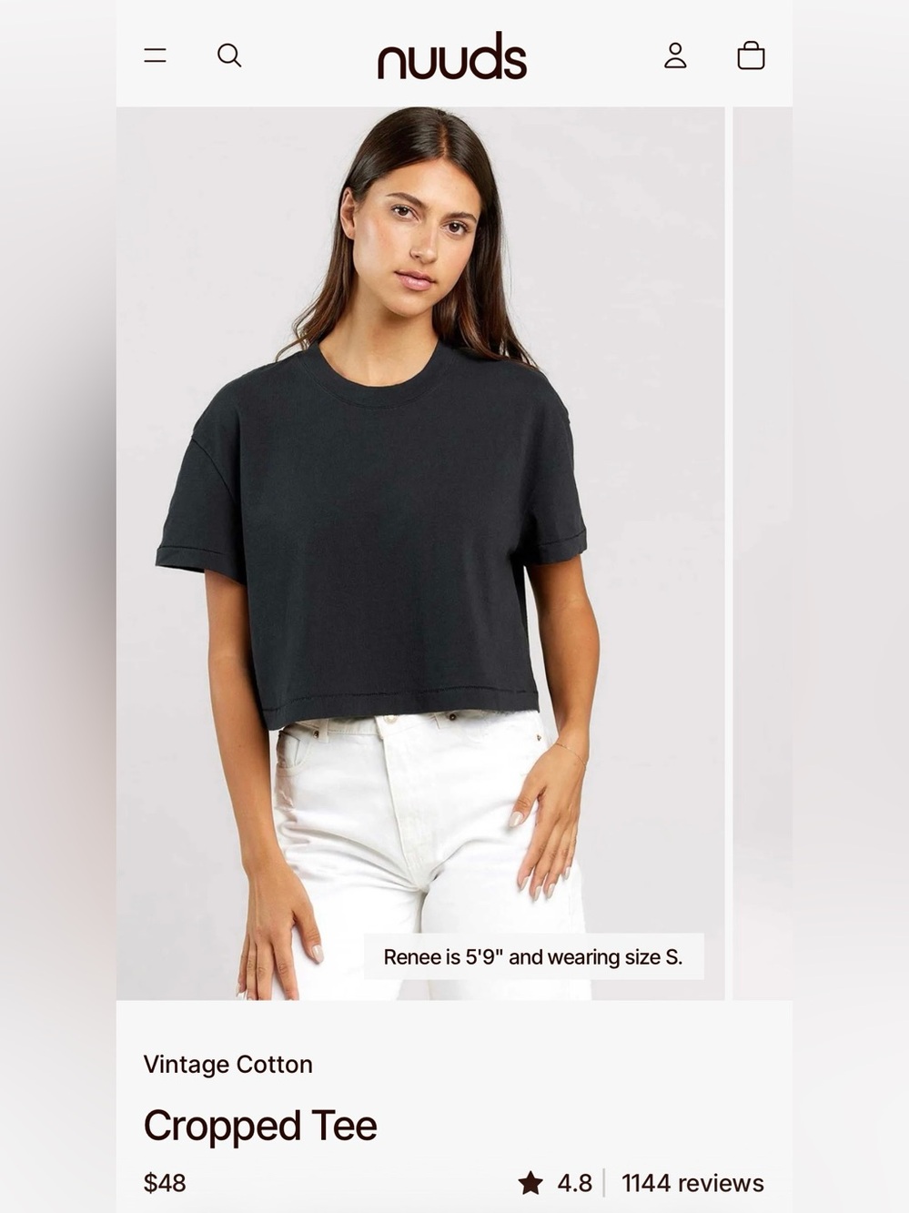NWOT NUUDS Black Cropped Crewneck Tee